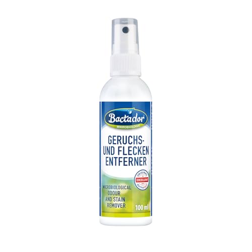 Bactador Enzymreiniger - Geruchsentferner & Fleckenentferner Spray 100ml - Mikrobiologischer Geruchsneutralisierer - Porentiefe Reinigung in Haushalt und Tierhaltung - Hundeurin/Katzenurin Entferner von Bactador