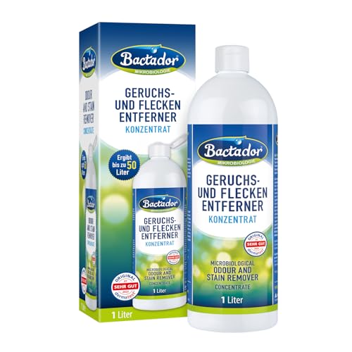 Bactador Enzymreiniger - Geruchsentferner & Fleckenentferner Konzentrat 1L - Mikrobiologischer Geruchsneutralisierer - Porentiefe Reinigung in Haushalt und Tierhaltung - Hundeurin/Katzenurin Entferner von Bactador