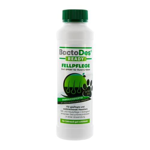 BactoDes Ready 3in1 Spray Fellpflege Geruchsneutralisierer Hautpflege mit Arganöl für Hunde und Katzen, 200ml Sprühflasche von BactoDes