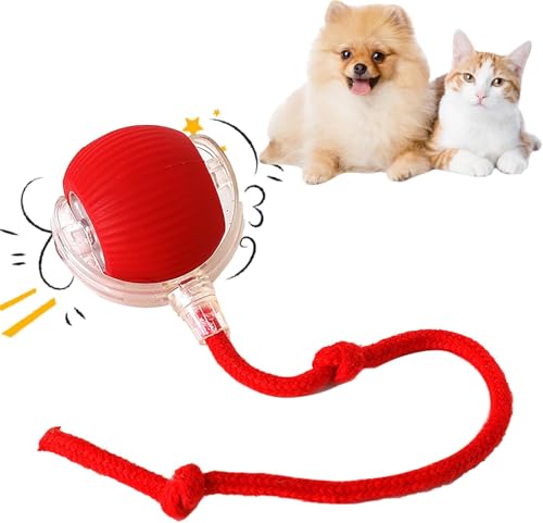 Chewie Viraler Rollball, Chewie Ball für Katzen Hunde, interaktives Hunde-Katzen-Smartball-Spielzeug, 360° Smart Automatisches Rollen Große Kleine Katzen & Hunde Haustierball (Rot) von Bagalqio