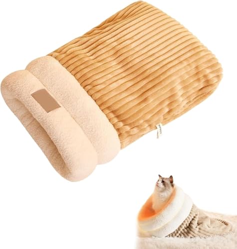 Katzen Schlafsack, Cat Winter Sleeping Bag, Schlafsack Katze, Cat Sleeping Bag, Gemütliches Katzenbett für Hauskatzen, Pet Sleeping Bag Gifts for Small Cats and Dogs(Brown) von Bagalqio