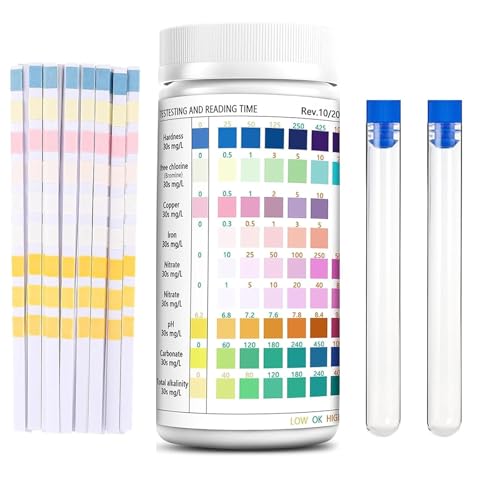 9-in-1 Aquarium Teststreifen, 100 Teststreifen Aquarium Test-Sets, Aquarium Wassertest, Zum Messen von pH-Wert, Wasserhärte, Chlor & Nitrit | Für Aquarien & Fischbecken 9-in-1 Aquarium Teststreifen, 100 Teststreifen Aquarium Test-Sets, Aquarium Wassertest, Zum Messen von pH-Wert, Wasserhärte, Chlor & Nitrit | Für Aquarien & Fischbecken von BaiDekun