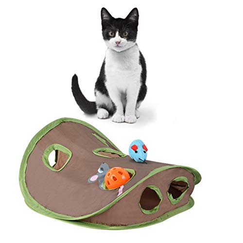 Cat Interactive Toy, Katzen Spielzeug Matte Mit 9 Holes Tunnel, Cat Activity Faltbare Kratzmatte Trainings Haustiere Kätzchen Verkratzen Für Intelligentes Spielen Mit Deiner Katze von Baitang