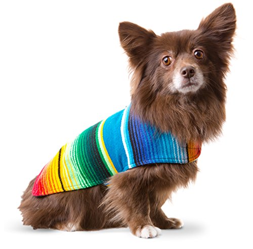 Baja Ponchos Hunde-Poncho, handgefertigt, aus authentischer mexikanischer Decke (Blau, Größe S) von Baja Ponchos