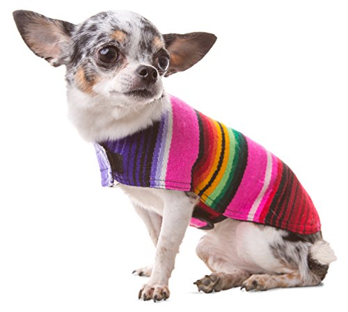 Hundebekleidung, handgefertigter Hundeponcho aus authentischer mexikanischer Decke, Rosa, Größe XS von Baja Ponchos