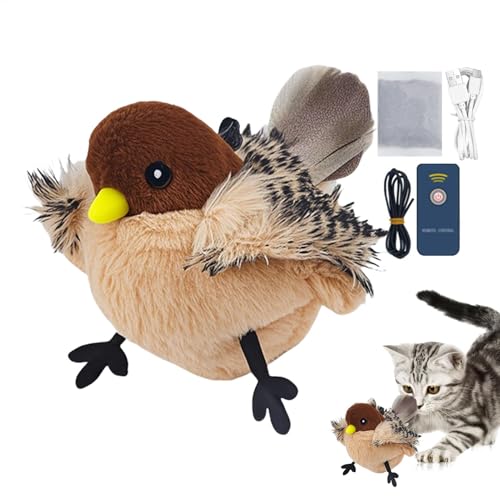 Bajbumgn Fliegender Vogel Katzenspielzeug, Flapping Bird Cat Toy, Katzenspielzeug Vogel, Interaktives Zwitschern Vogel Katzenspielzeug, Intelligenz Katzenspielzeug für Hauskatzen von Bajbumgn