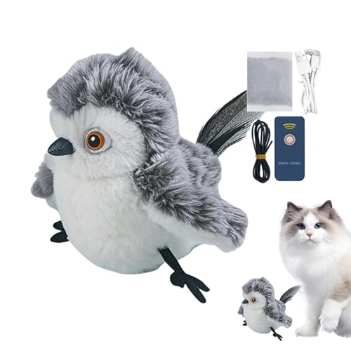 Bajbumgn Fliegender Vogel Katzenspielzeug, Flapping Bird Cat Toy, Katzenspielzeug Vogel, Interaktives Zwitschern Vogel Katzenspielzeug, Intelligenz Katzenspielzeug für Hauskatzen von Bajbumgn