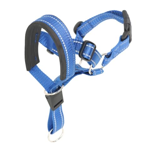 Bakkeny Maulkorb für Hunde, Anti-Bell-Hundehalsband, atmungsaktiv, Hundetrainingswerkzeug, Nylon-Maulkorb-Set mit reflektierenden Streifen, einfach zu bedienen, XL-Blau von Bakkeny