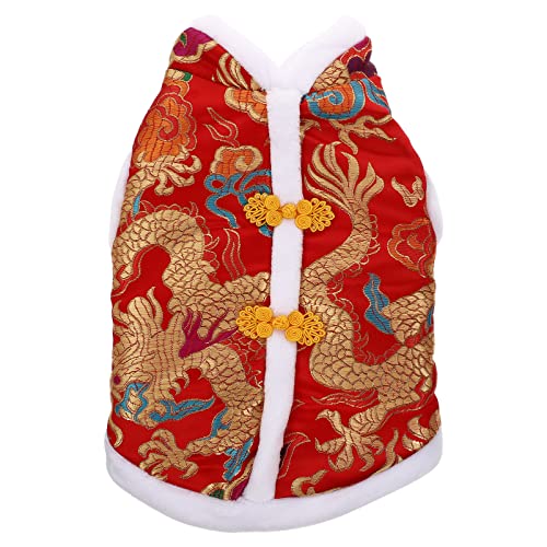 balacoo Kleidung Haustier-Outfits Haustier-Outfit für das Neue Jahr Fracks Tier kostüm tierkostüm Haustierzubehör Hund kältefestes Kostüm Hündchen Neujahrs-Outfit Cheongsam Polyester rot von balacoo