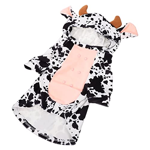 Verwandlungskostüm Für Haustiere Lustige Hundeparty-kostüme Cartoon-hundekostüm Kleider Für Den Winter Kuh-Haustier-Pyjama Plüsch-welpen-Hoodie Kleiner Hund Samt Weiß Jacke von balacoo