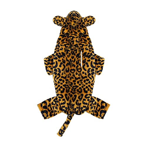 balacoo Leopard- Hund- Kostüm mit Ohrhut Leoparden- Druck- Drucken Big Dog- Pyjamas- Overall Lightweight Pullover Onesie Volle Abdeckung für Hundekatze Größe XL von balacoo