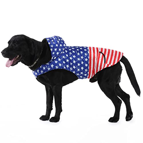 balacoo Haustierjacke Hund 4. Juli Kostüm Hundepullover Mit Amerikanischer Flagge Winterkatze Welpenkleidung Für Kaltes Wetter Usa-Kleidung Polyester Verwandlungs-Outfit Gemütlich von balacoo