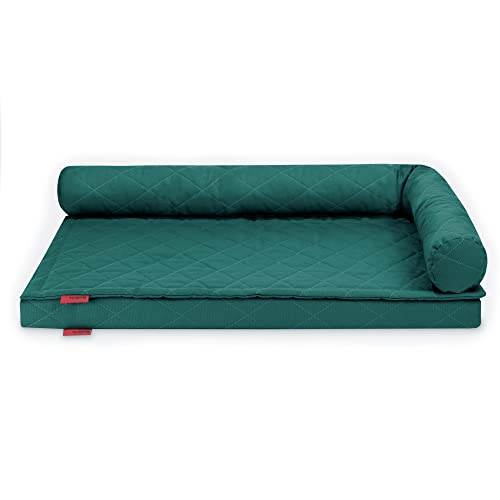 Balkis Set - Hundebett Flat + Topper + Bettrolle Rulo, Made in Germany, in verschiedenen Größen und Farben (L - 105x75 cm, Amazonas) von Balkis