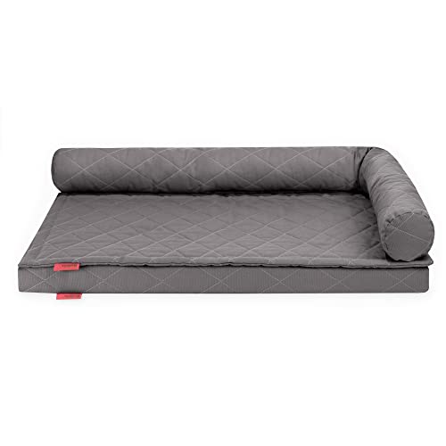 Balkis Set - Hundebett Flat + Topper + Bettrolle Rulo, Made in Germany, in verschiedenen Größen und Farben (L - 105x75 cm, Steingrau) von Balkis