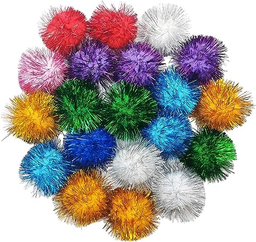 40 Stück 5,1 cm verschiedene Farben Flash Ball Katze Lieblingsspielzeug Ball Lametta Pom Poms Blitz für Kätzchen Übung und mehrere Katzen spielen und jagen von BallHull