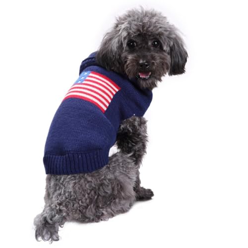 Baluue Haustierkleidung Hundepullover Haustierkostüm Flagge Winter Warmer Pullover Weihnachtskleidung Für Hündchen (Größe M) Hundekleidung von Baluue