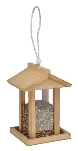 Bambelaa! Vogelfutterhaus Vogelhaus Futterstation Vogelhäuschen Vogel futterhäuschen Holz Aufhängevorrichtung ca. 14,5 x 14,5 x 22cm Wildvogel von Bambelaa!