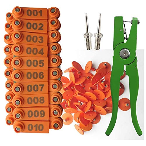 Bamberg Ohr Marken Ohr Marken Schaf Markierungs Applikator 001-100 Ohr Marken für das Ziegen Identifikations Kit Ohr Marken - Orange von Bamberg