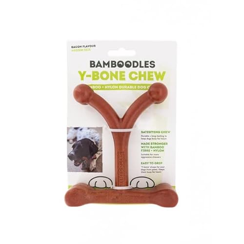 Bamboodles Y-Bone Kauspielzeug – zur Massage des Zahnfleisches für selbst aggressive Kauer (mittel) von Bamboodles