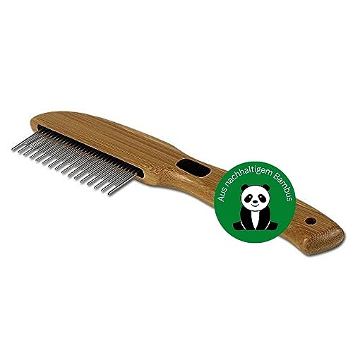 Bamboo Groom Rotating Pin Comb I Kamm mit 31 rotierenden Pins I Hundebürste für langes & lockiges Fell I Bürsten zur Fellpflege aus Bambus I Unterfellbürste I Bürste für Katze & Hund von Bamboom