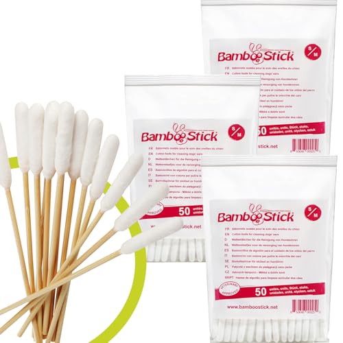 BambooStick - 50 Stück Wattestäbchen S/M zur Ohrenreinigung von kleinen Hunden und Katzen - Ohrenpflege für Hunde und Katzen - Einfache Anwendung - Von einem französischen Tierarzt entwickelt (3) von Bamboostick