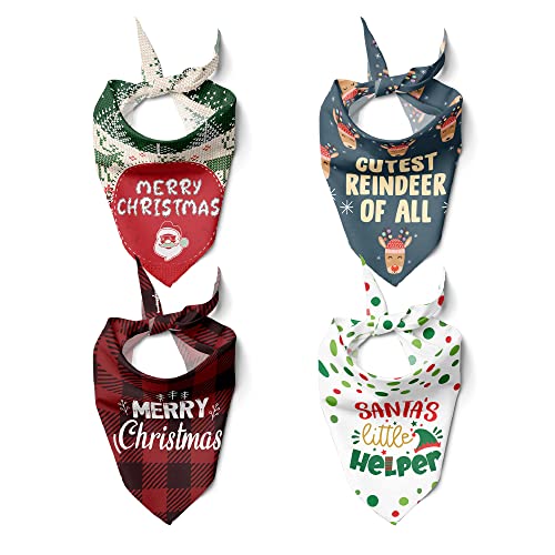 BANDOGGIES Holiday 4-Pack Plus Free Bandana Ships Fast-Made in The USA,Das bequeme Halstuch, Hundehalstuch für kleine, mittelgroße und große Hunde, verstellbares Haustierzubehör, weiches Material von Bandoggies