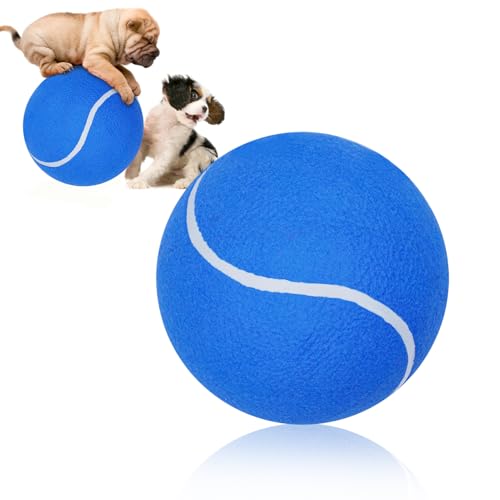 Banfeng Riesiger Hunde-Tennisball, großes Haustierspielzeug, Outdoor-Sportball mit aufblasbaren Nadeln für kleine, mittelgroße und große Hunde, Blau, Größe M von Banfeng