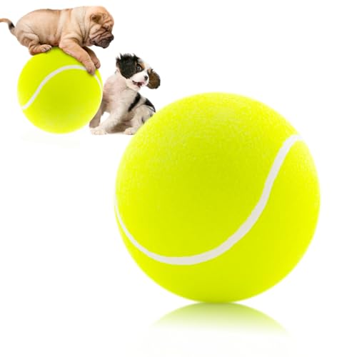 Banfeng Riesiger Hunde-Tennisball, großes Haustierspielzeug, Outdoor-Sportball mit aufblasbaren Nadeln für kleine, mittelgroße und große Hunde, Gelb, Größe M von Banfeng