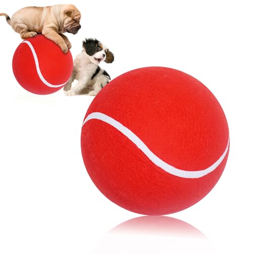 Banfeng Riesiger Hunde-Tennisball, großes Haustierspielzeug, Outdoor-Sportball mit aufblasbaren Nadeln für kleine, mittelgroße und große Hunde, Rot, Größe M, 20,3 cm von Banfeng