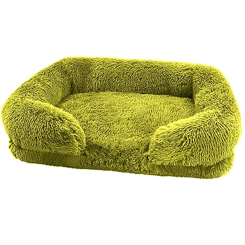 BangDon Rechteckiges, waschbares, abnehmbares Hundebett mit weichem, gemütlichem Plüsch, atmungsaktiv, Katzensofa, Hundebett für kleine, mittelgroße und große Haustiermatte (2XL (120 x 80 x 20), Grün von BangDon