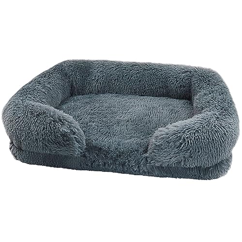 BangDon Rechteckiges, waschbares, abnehmbares Hundebett mit weichem, gemütlichem Plüsch, atmungsaktiv, Katzensofa, Hundebett für kleine, mittelgroße und große Haustiermatte (XL (100 x 60 x 18 cm), von BangDon