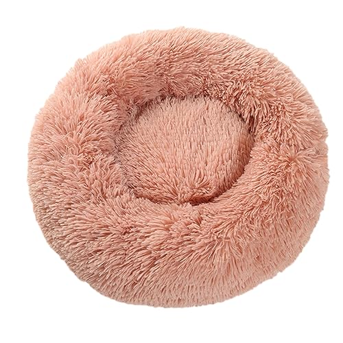 Plüsch-Katzenkissen in Donut-Form, rund, mit rutschfester Unterseite, für Kätzchen, weiches, bequemes Hundebett für kleine, mittelgroße und große Hunde, 110 cm, Rosa von BangDon