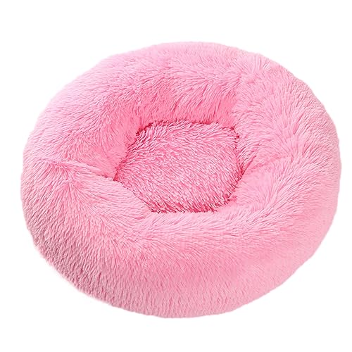 Plüsch-Katzenkissen in Donut-Form, rund, mit rutschfester Unterseite, für Kätzchen, weiches, bequemes Hundebett für kleine, mittelgroße und große Hunde, 110 cm, Rosa von BangDon