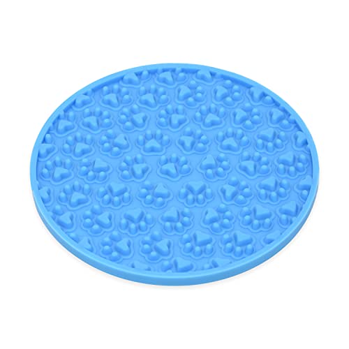 Bangp Hund Lecken Pad, Schleppend Füttern Matte Bad Ausbildung Ablenkung Matte, Behandeln Matte zum Haustier, Pflege Pad Mit Super Stark Saugen(Blue-Pfote) von Bangp