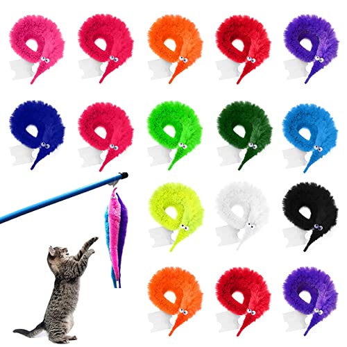 16pcs Magic Worms Spielzeug, weicher Wurm auf einem Streichspielzeug, Katzenwurmspielzeug für Katzen, unsichtbare, verdrehte Wurmspielzeugzaubertricks für Kinder Carnival Party Gefälligkeiten, Rege von Banziaju