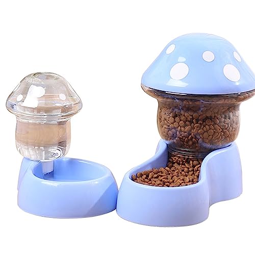 2 Packs Automatische Katzenfutter- und Wasserspender Set Blue Automatic Haustier Feeder Waterer Set 1800 ml Katzen Futtermittel und 500 ml Hunde Wasserspender mit Aufkleber für alle Haustiere von Banziaju