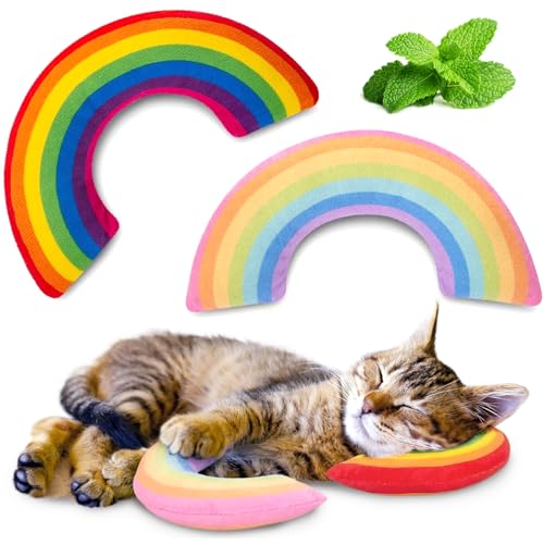 Banziaju 2pcs Catnip Toys, 6,3 süße Regenbogenform -Katzenminenspielzeug für Katzen, weiche leichte interaktiv von Banziaju