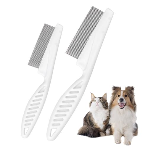 Banziaju Floh Tick Controlpet Comb 2pcs Multifunktionales Haustier Haar Kamm Floh und Tränenfleckentfernung Kamm für Hunde Flohkamm für Katzen (weiß) von Banziaju