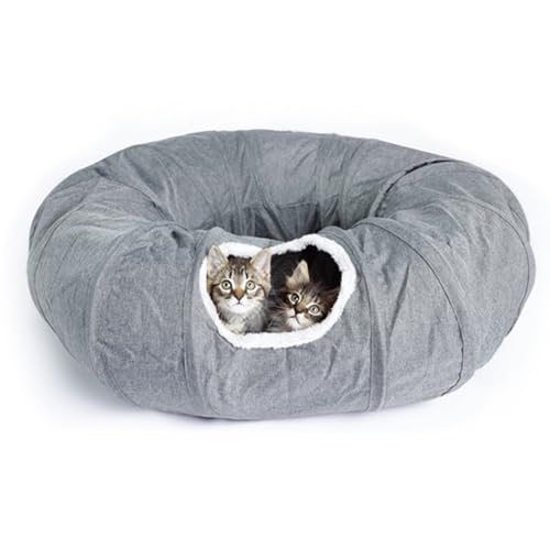 Banziaju Katzenbett-Tunnel Katzen-Tunnelbett 38x11 Zoll Anti-Kratzer statisch-freier Katzen-Donut-Tunnel mit 67 '' Langer Tunnelfaltungskatze Tunnelbett für Innenkatzen von Banziaju