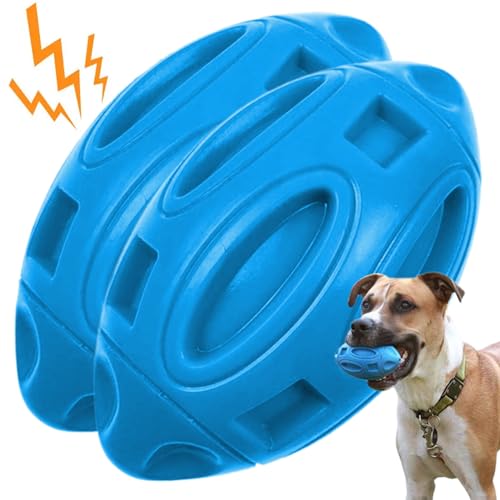 Banziaju Quietschende Bälle für Hunde, 2pcs fußballförmige Hundekugeln für Aggressive Kauen, Gummi- und zerstörbares Hundespielzeug für das Training, Lake Blue, Hundespielzeug mit Hundespielzeug von Banziaju