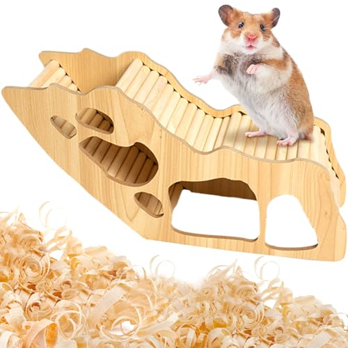 Banziaju Hamster -Versteck, hölzerner Hamstertunnel mit Kletterleiter, lustige Hamster -Häute, tragbares Hamster -Käfigzubehör, Hamstertunnel, Hamster -Häute von Banziaju