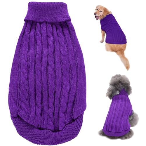 Hundepullover bequeme und warme Hundekleidung Größe M niedliche gestrickte klassische Rollkragenpilze Purple Katze Pullover Waschbarer Welpenpullover für Hundekatze Haustiere Liebhaber, Hundepullov von Banziaju