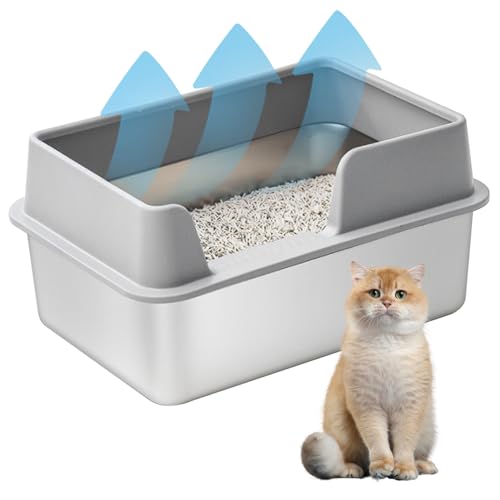 Katzenratstreubox Edelstahldrüsenschachtel geschlossene belüftete 20x14x8in Katzenratschale große Kapazität verschüttete abnehmbare abnehmbare Waschkräfte-Box-Gehäuse, Katzentoilette, Katzentoilett von Banziaju