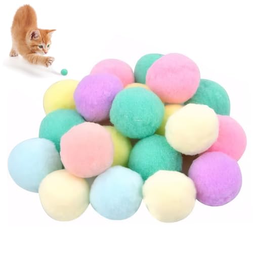 Katzenspielzeugkugeln, 20 Prozent farbenfrohe interaktive Katzenbällchen, weiche Plüsch, leichte multifunktionale Katzenpom -Pom -Bombälle zum Spielen, mentale Stimulation, Katzenspielzeugkugeln, C von Banziaju