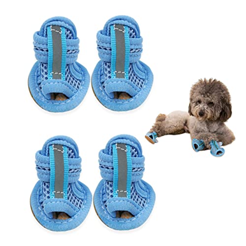 Banziaju PfotenprotectorsSummer Hund Sandalen atmungsable Mesh Hund Schuhe Welpenschuhe für heiße Pflasterung weiche Sohle Pfotenschutz für kleine Hunde Blau Größe 5 von Banziaju