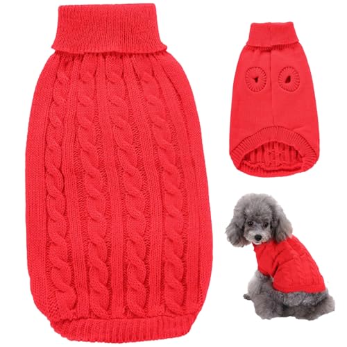 Warm Hundefleater, klassischer verdrehter Jacquard -Hundestrickpullover, Größe M Rollkragenpullover Hunde Wintermantel, Hund Winterkleidung für kleine mittelgroße Hunde Haustiere, warmer Hundehundp von Banziaju