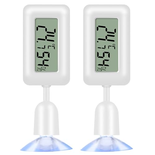 2 Stück/Set, praktisches, tragbares Hygrometer-Thermometer, geeignet für Vivarien und Inkubatoren, mit Saugnapf-Befestigung, Thermometer, Luftfeuchtigkeitsmesser, Reptilien-Thermometer, von BaoFufc