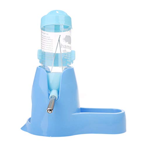 BaoFufc 3-in-1 Automatischer Wasserbrunnen Futterbehälter Hängender Trinkspender für kleine Haustiere Frettchen Wasserflasche Kein Tropfen Wasserflasche Hamsterkäfig Käfig Blau von BaoFufc