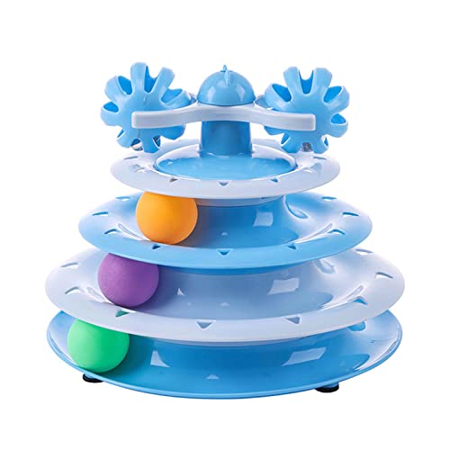 BaoFufc 4levels Pet Cat Toy Tower Tracks Disc Cat Intelligence Amusement Four Plays Disc Cat Toy Training Amusement Plate Interactive Cat Toy for Indoor Cats When Not In Home Best Interactive Cat Toy von BaoFufc