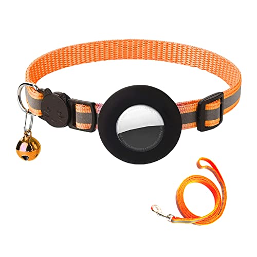 BaoFufc Anti-Verlust-Katzenhalsband, mit wasserdichter Hülle, leicht, Sicherheitshalsband, 1,1 cm breit, Katzenhalsband, wasserdicht, reflektierend, Orange von BaoFufc